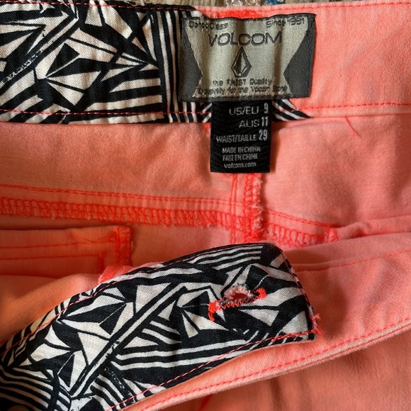 Retro Volcom Short Shorts // Neon Pastel Coral // 9 - Picture 2 of 6